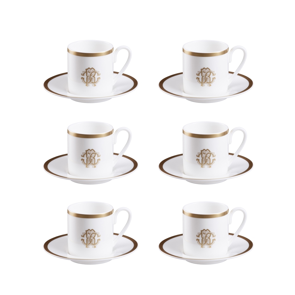 Silk Gold Set de 6 Ceaști pentru cafea cu farfurii