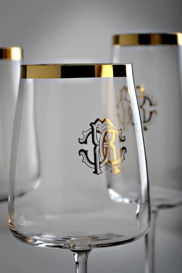 New Monogram Gold Set de 2 pahare de vin