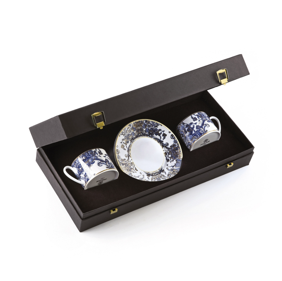 Azulejos set of 2 tea cups & saucers