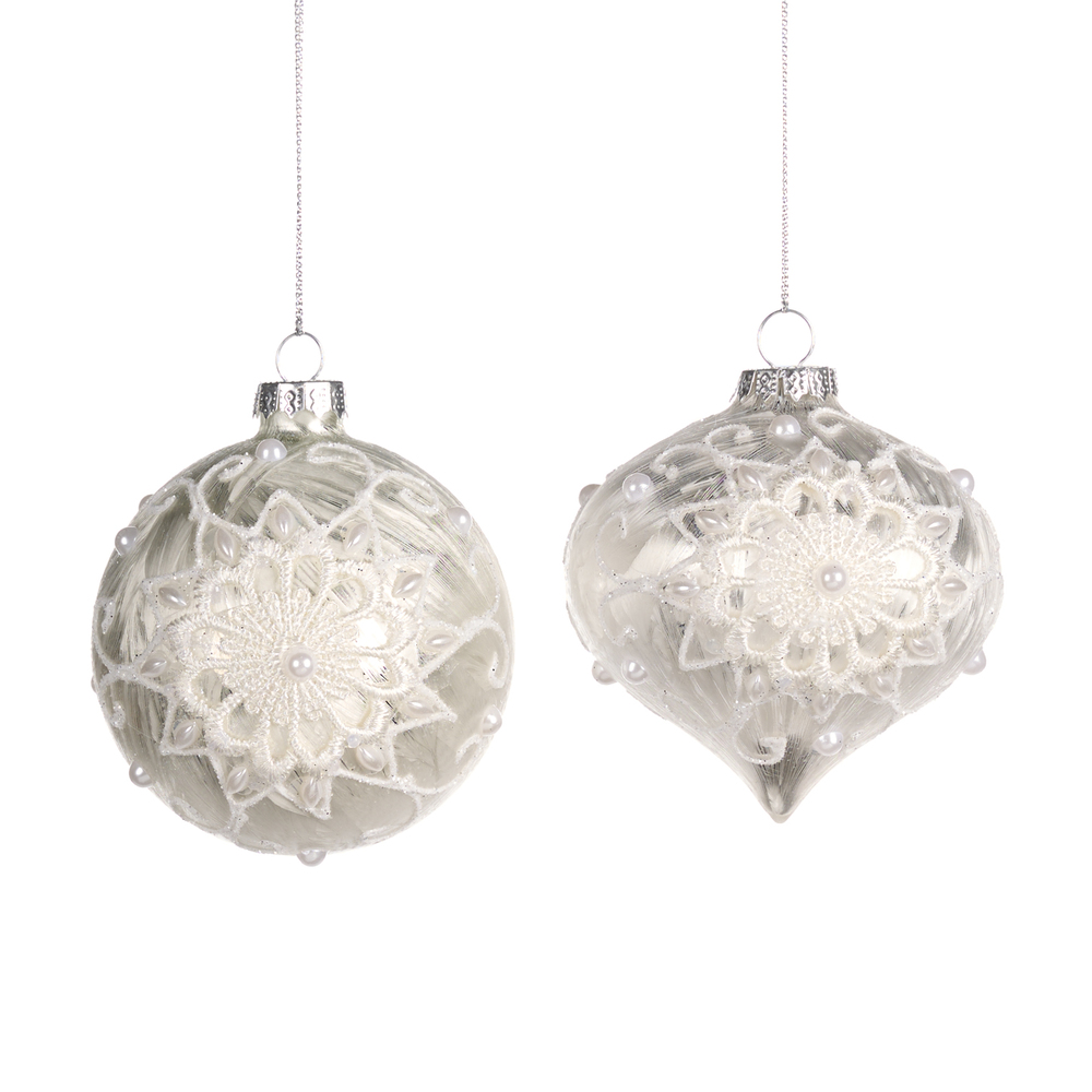 Jucărie brad Glass Lace Flower Frosted