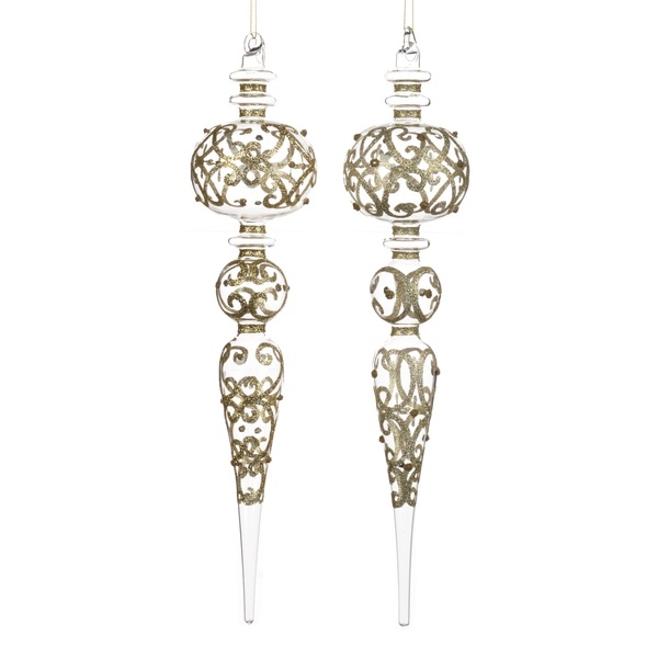 Jucărie brad Glass Glitter Swirl Finial