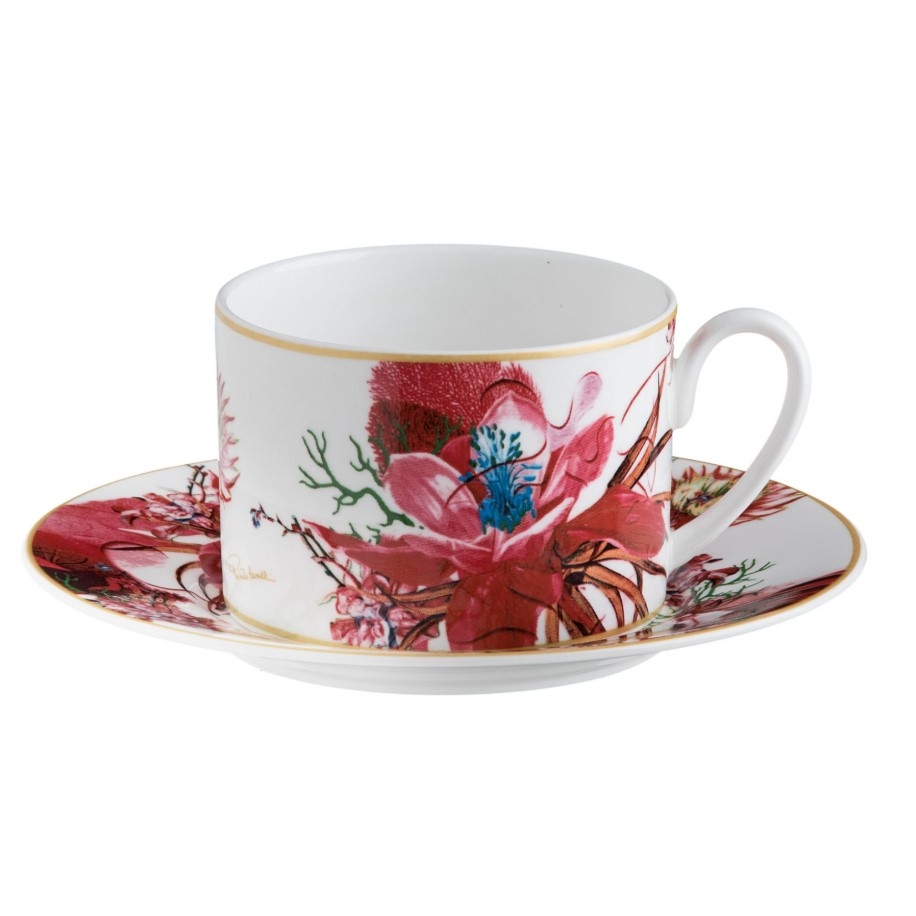 Flowers Set de 2 cești pentru ceai si farfurii