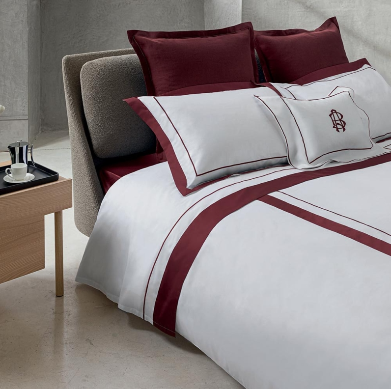 Duvet cover Darsena 250X200 Bianco+Burgundy