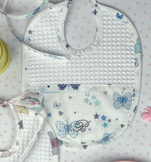 Set of 3 towel bib Farfalle Blu