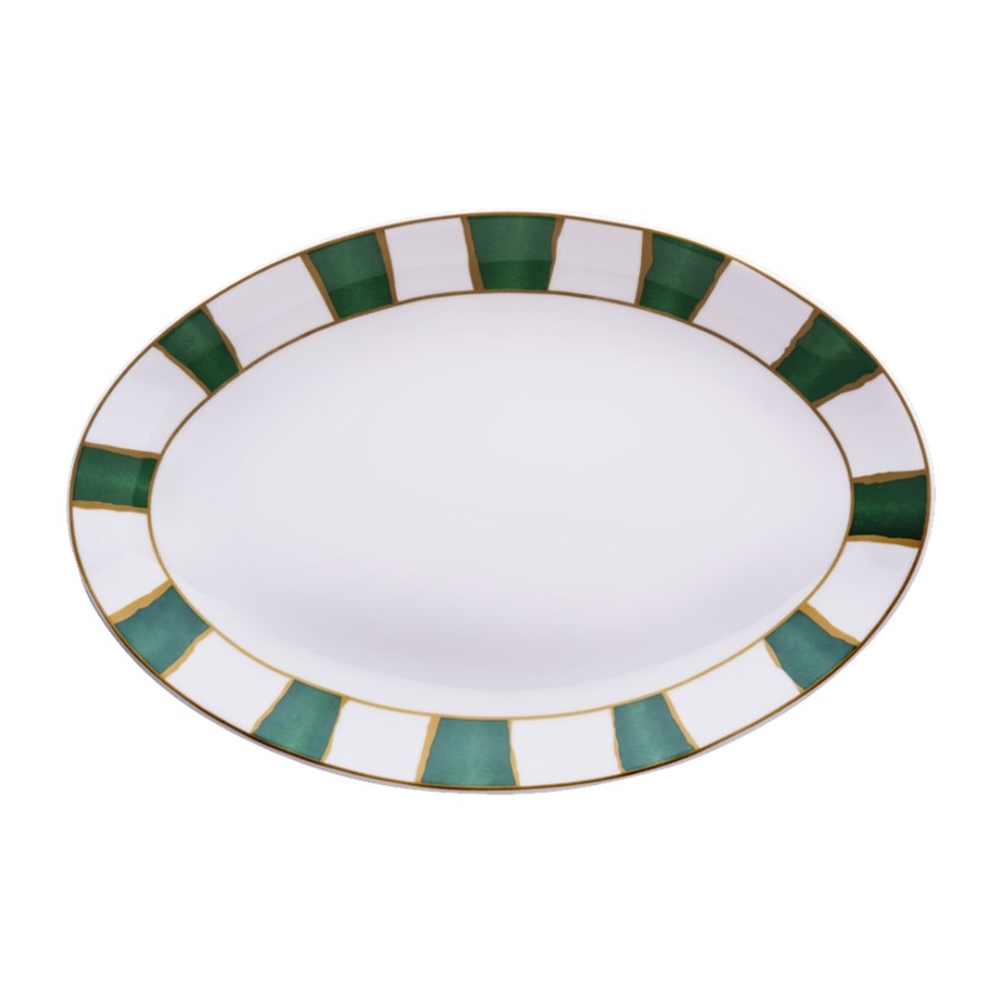 Stripes Green Овальная тарелка 