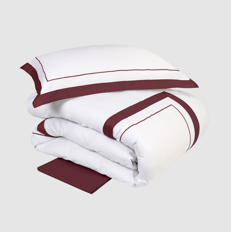Постельное белье Darsena 220X200 Bianco+Burgundy