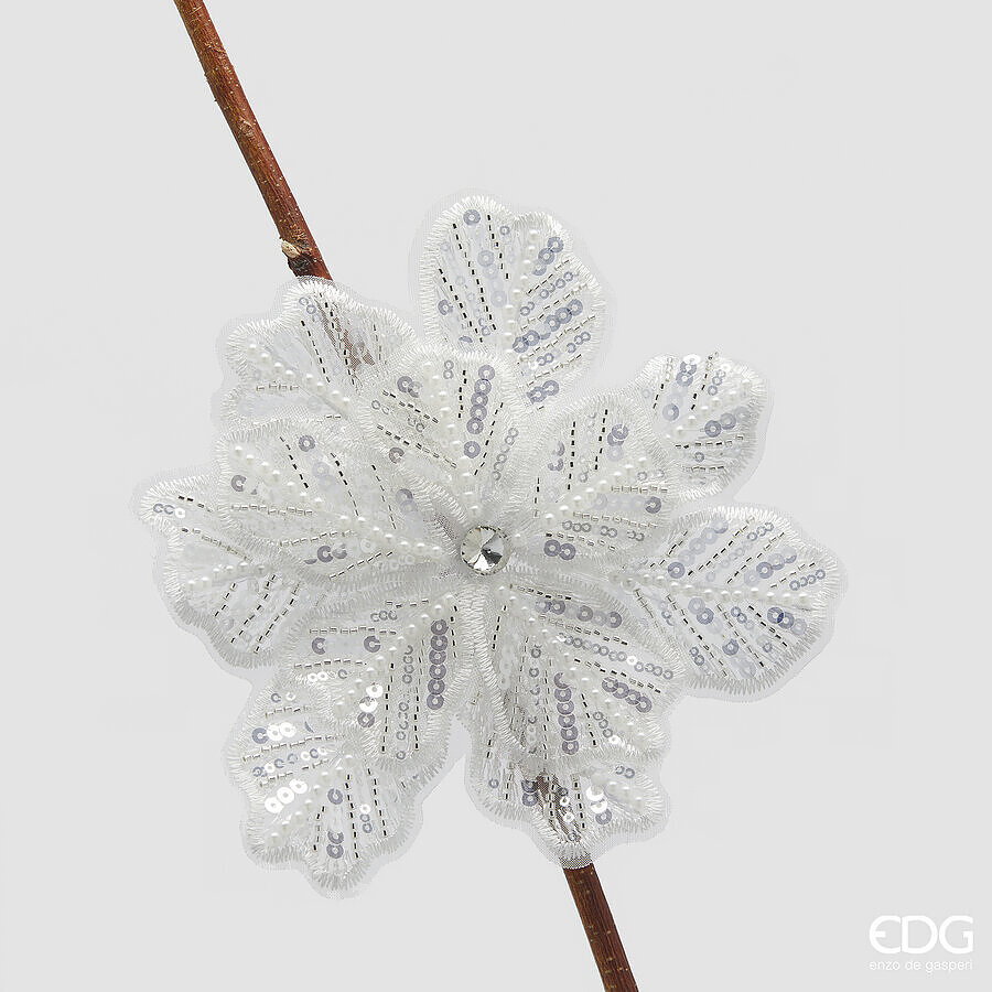Floare decorativă cu sistem de prindere Gerbera Paillettes D18