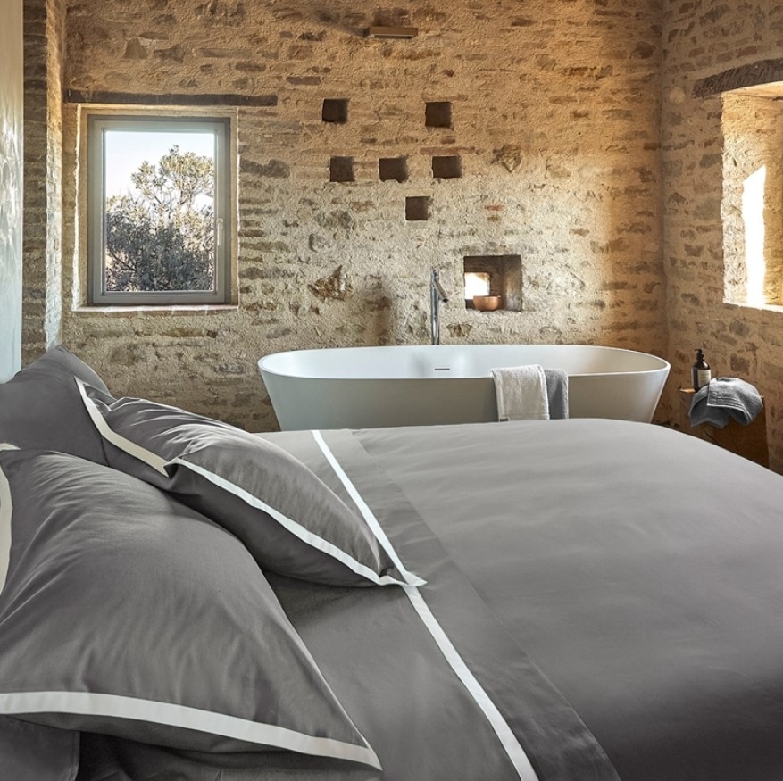 Постельное белье Hellen 220X200 Grigio Medio+Bianco Seta