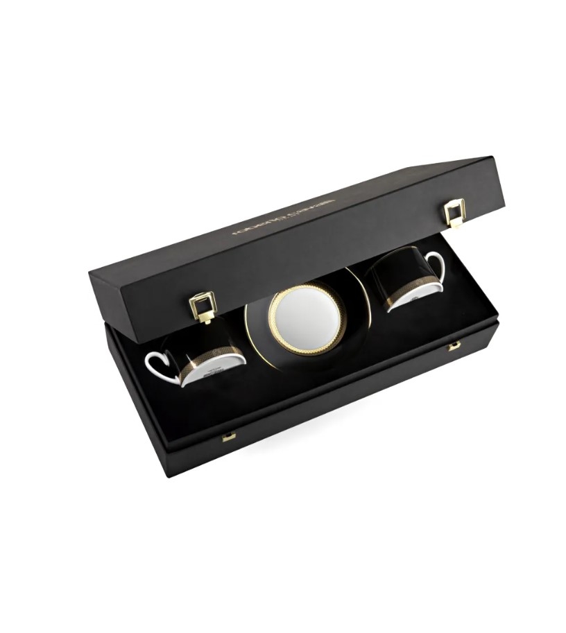 Python Black Set de 2 cesti de ceai și farfurii 