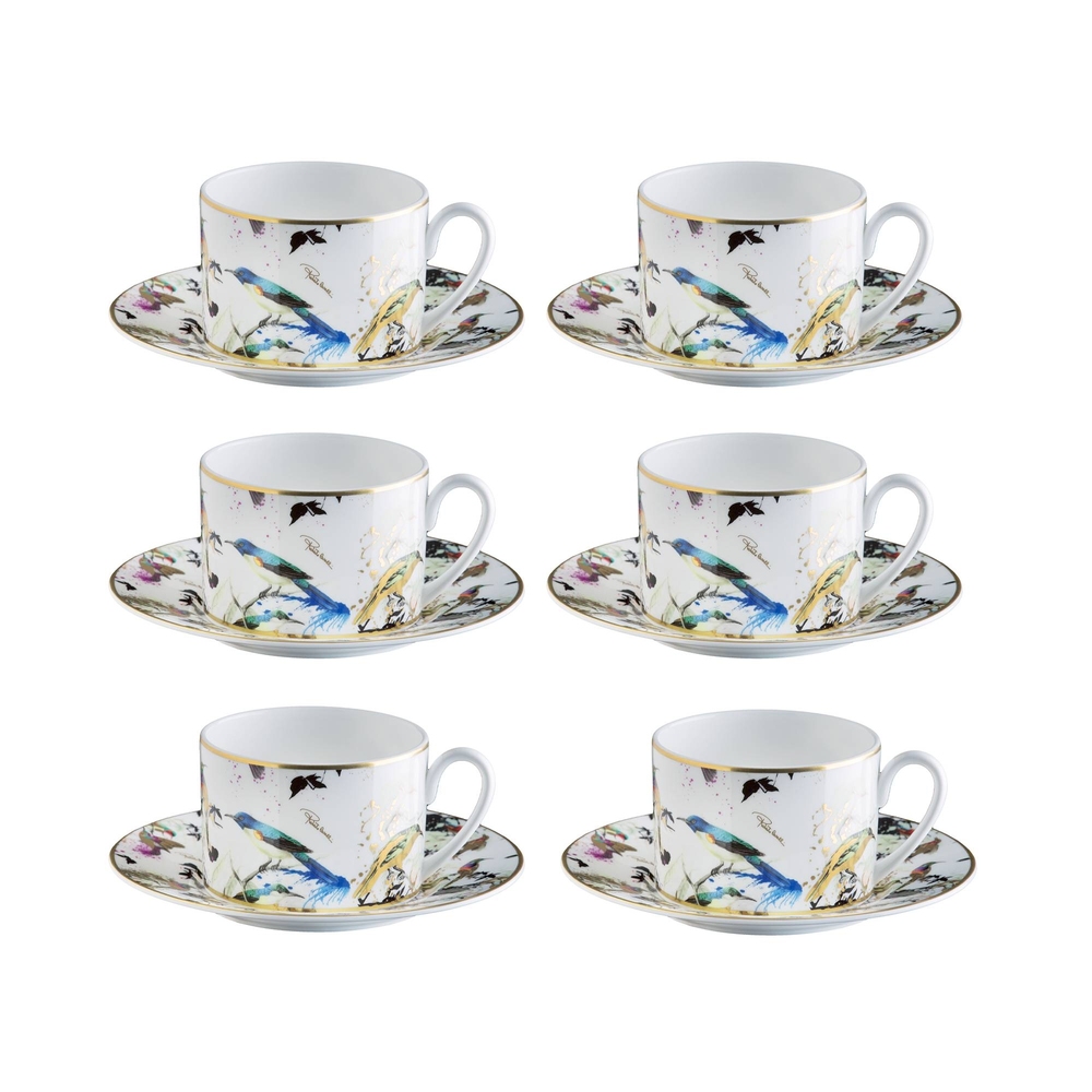 Garden's Birds Set of 6 Tea Cups & Saucers