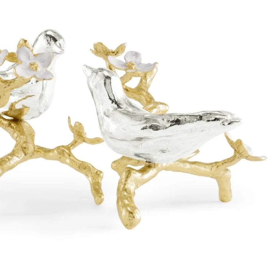 Lovebirds Silver & Gold Decorative object set of 2