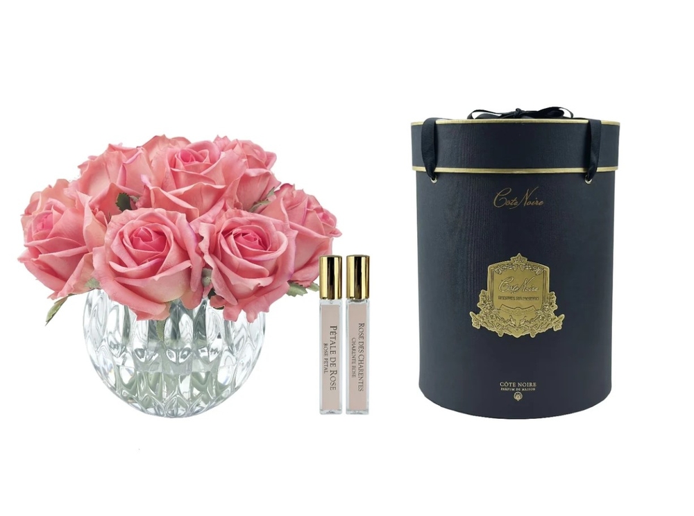 Buchet parfumat de 13 trandafiri în vază rotundă Luxury