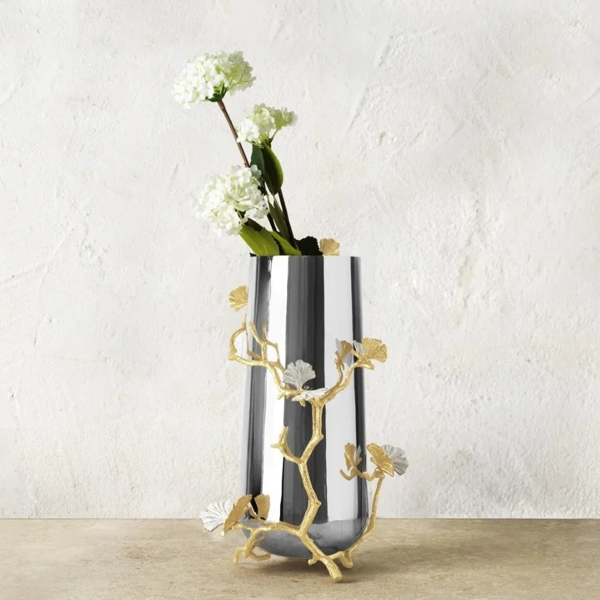 Butterfly Ginkgo Gold Vase
