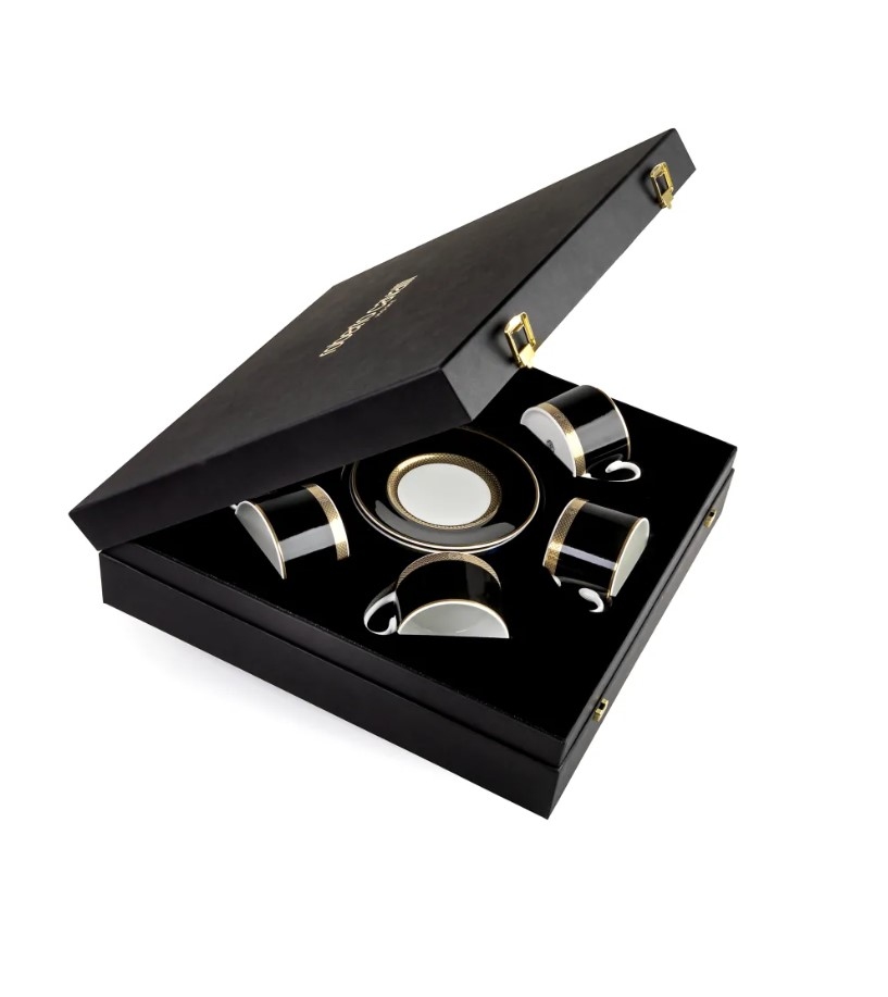 Python Black Set de 6 cești de ceai si farfurii