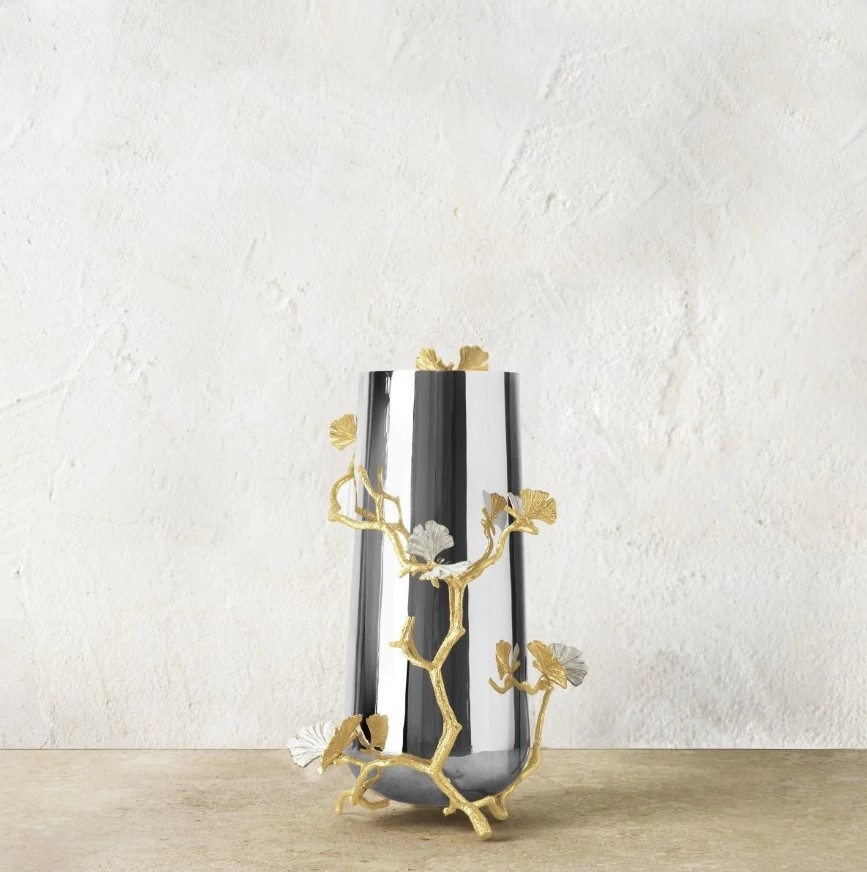 Butterfly Ginkgo Gold Vase