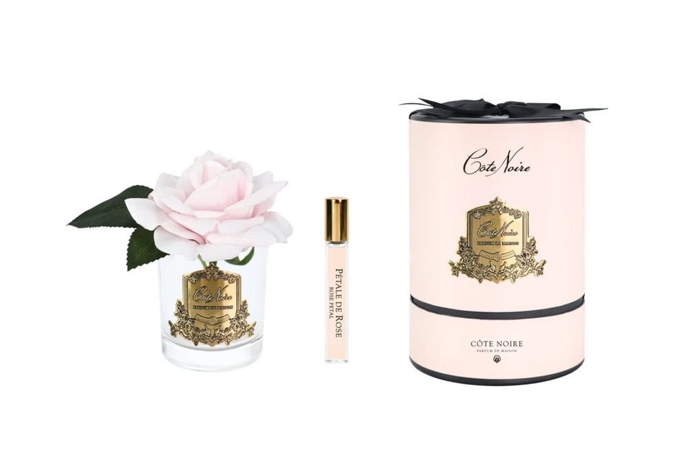 Парфюмированная Французкая роза в прозрачной вазе French Pink