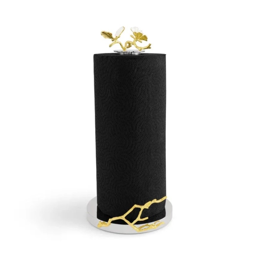 Butterfly Ginkgo Gold Paper Towel Holder