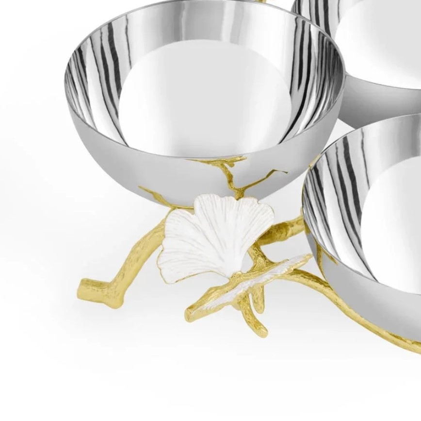 Butterfly Ginkgo Gold Bol triplu pentru aperitive