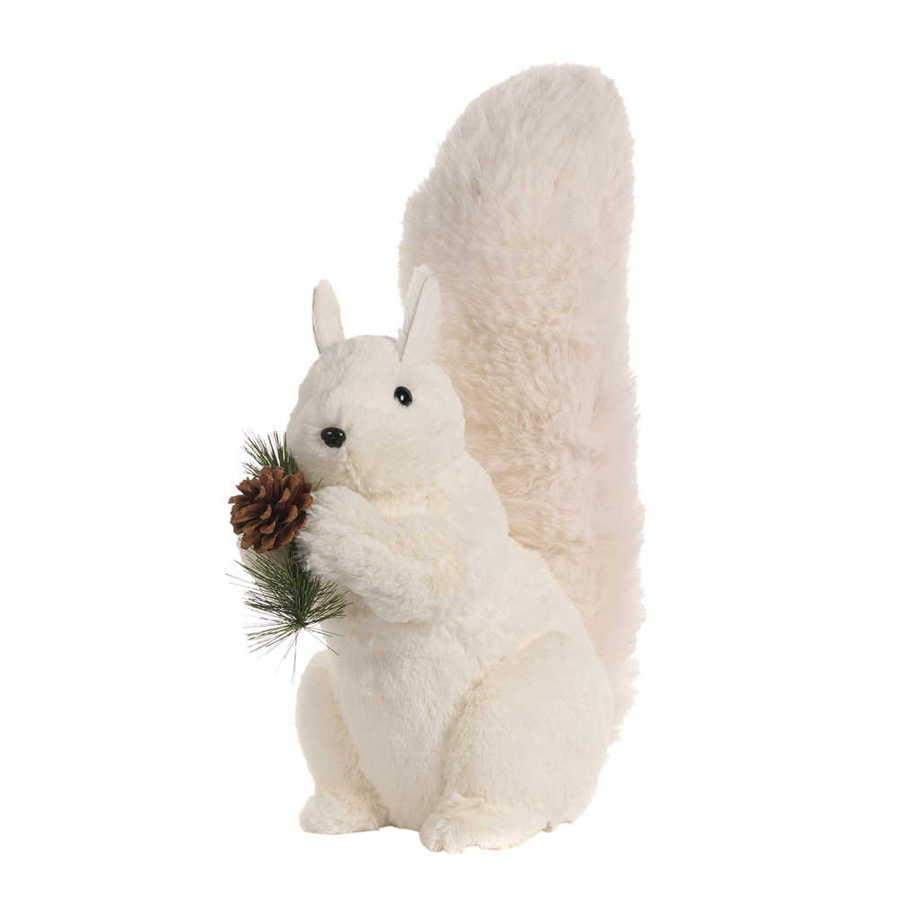 Decoration Furry Squirrel with Pine/Pinecone H44