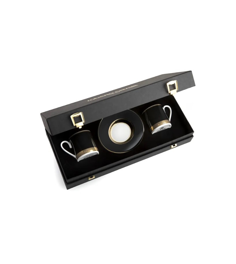 Python Black Set de 2 cești de cafea si farfurii