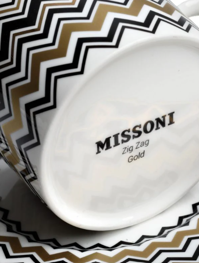 Zig Zag Gold Set de 6 cești de ceai si farfurii