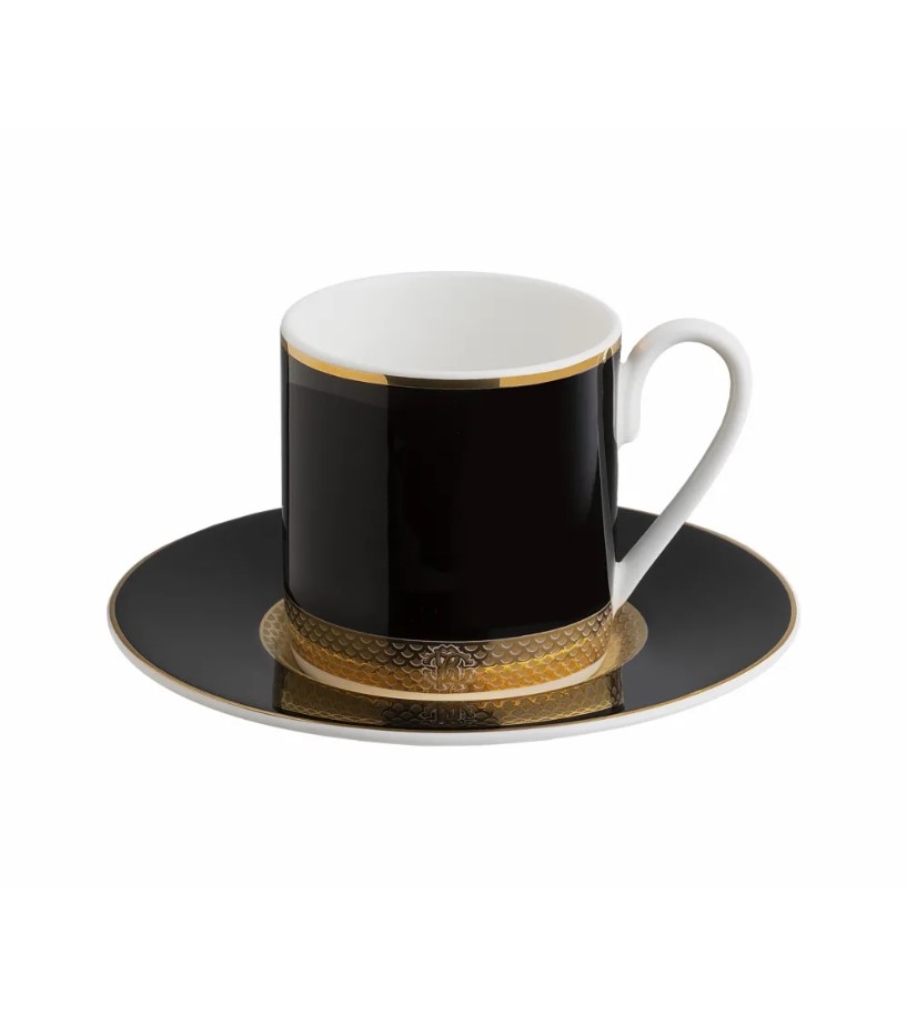 Python Black Set de 2 cești de cafea si farfurii