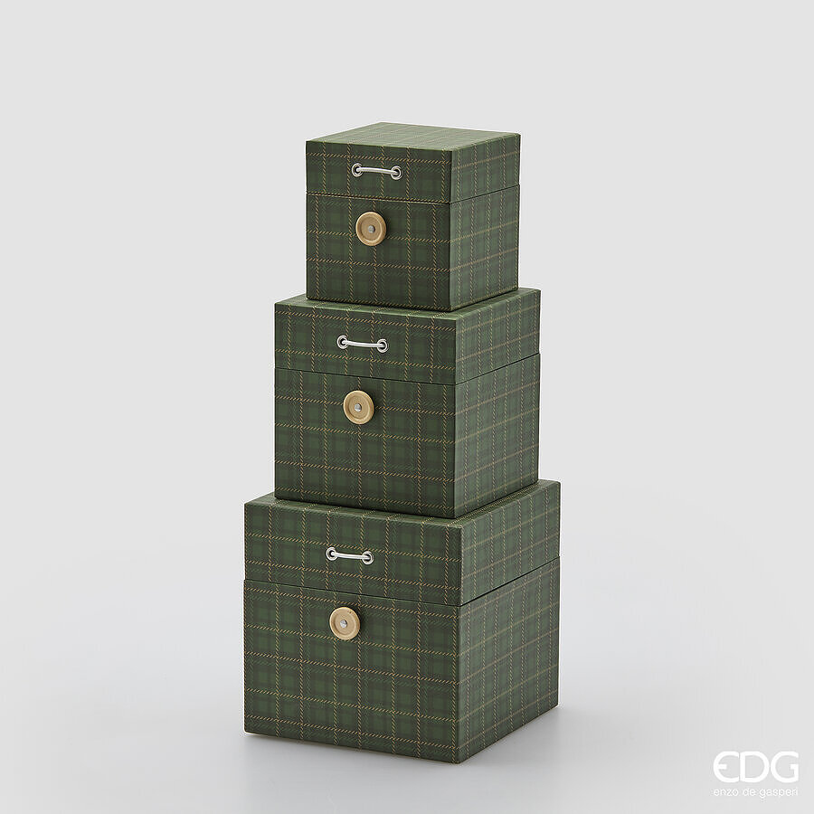 Set de 3 cutii decorative Tartan