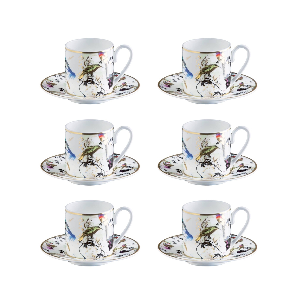 Garden's Birds Set de 6 cești pentru cafea cu farfurii 