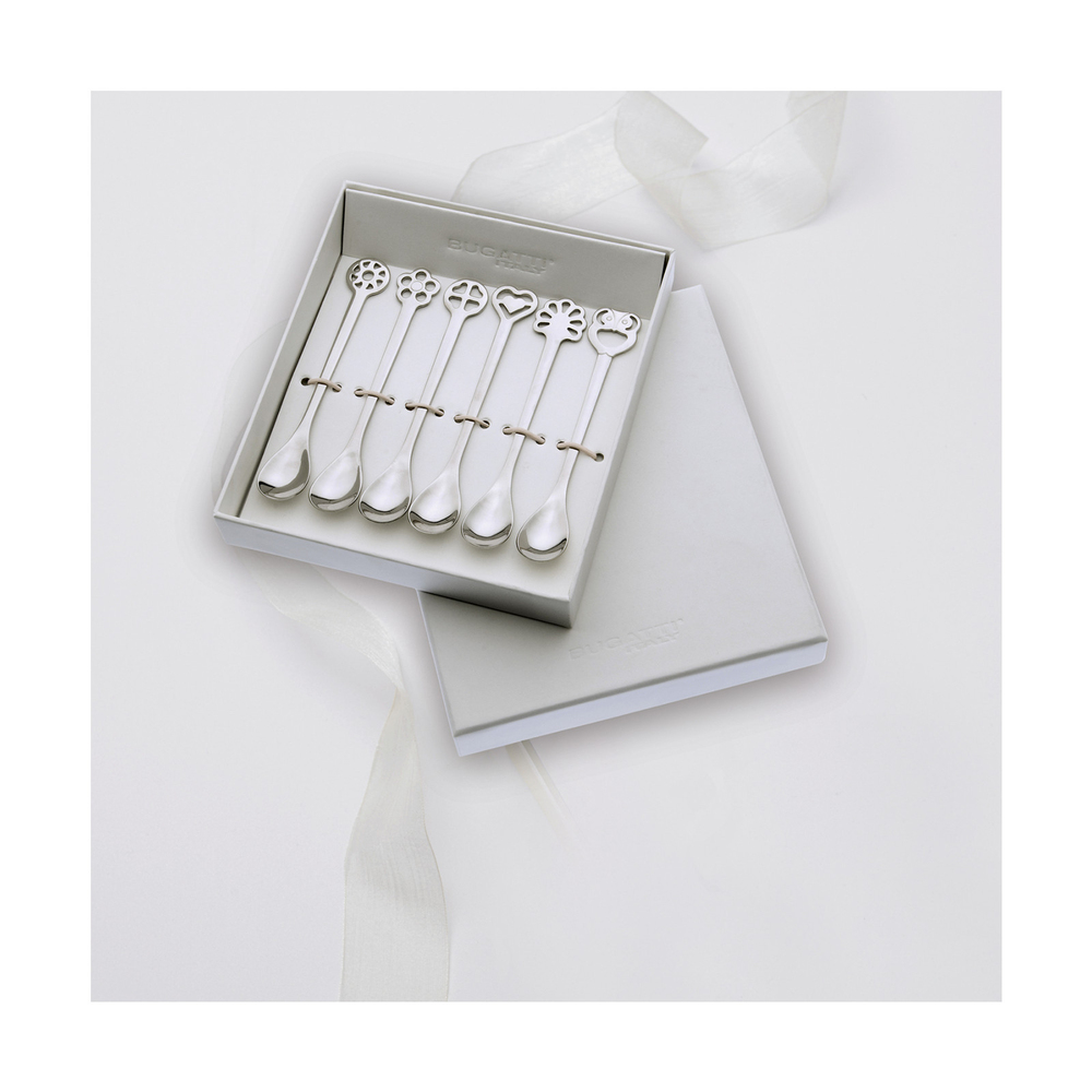 Portafortuna set cadou cu 6 linguri de moka Silver