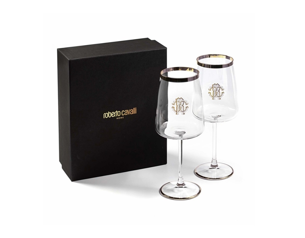 New Monogram Platinum Set of 2 Wine Glasses