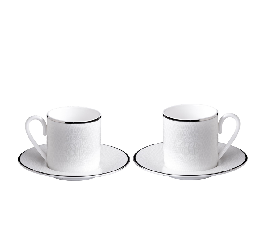 Lizzard Platin Set de 2 cesti de cafea si farfurii 