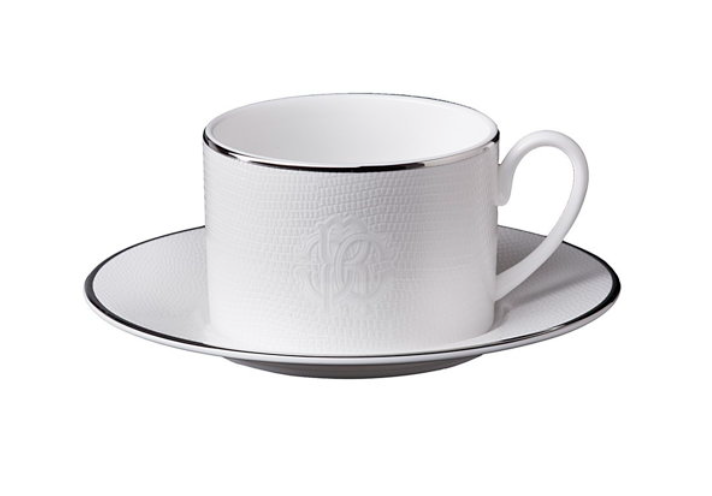 Lizzard Platinum Set of 6 tea cups & saucers