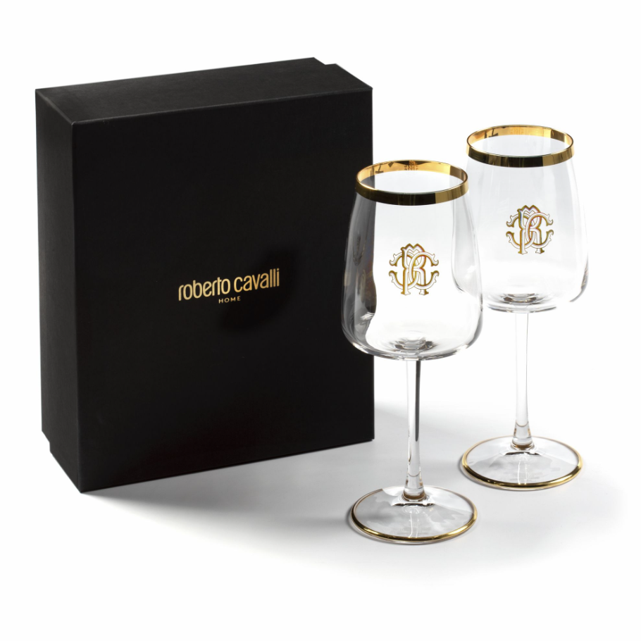 New Monograma Gold Set of 2 Water Goblets