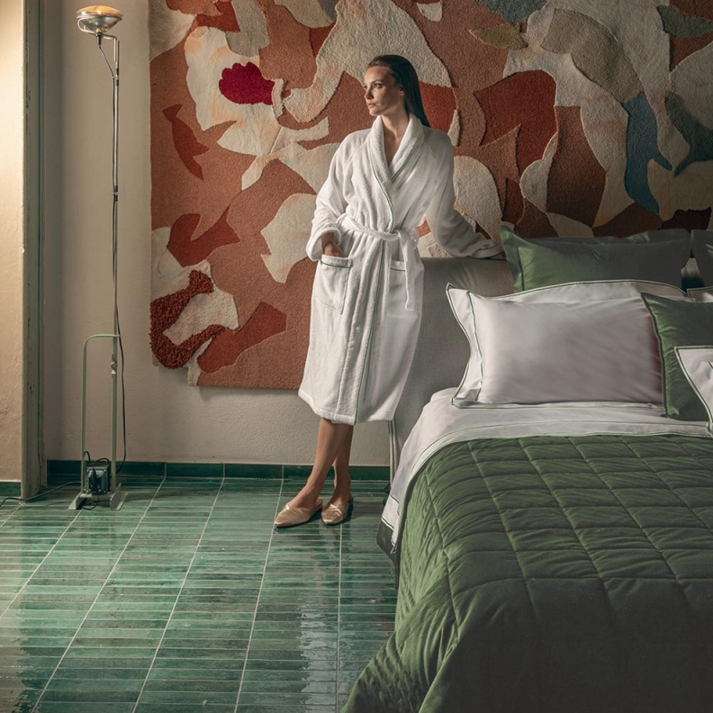 Банный халат Isola M Bianco+Verde Bosco