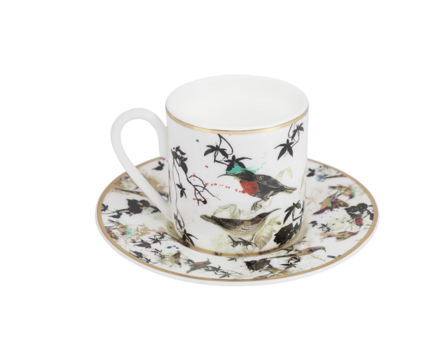 Garden's Birds Set de 6 cești pentru cafea cu farfurii 