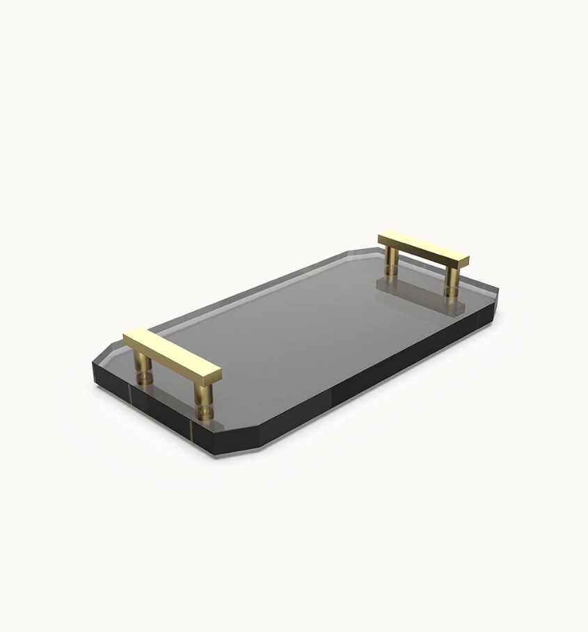 Kristall Tray anthracite/gold matt