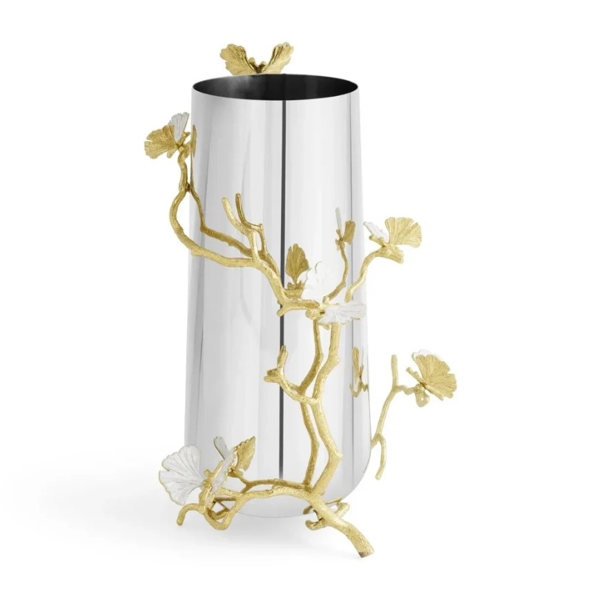 Butterfly Ginkgo Gold Vase
