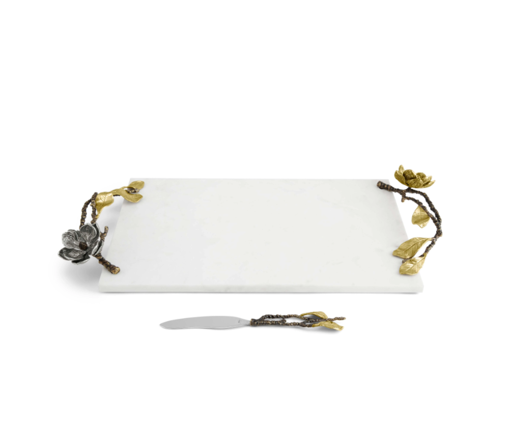 Vintage Bloom Cheese Board with Knife