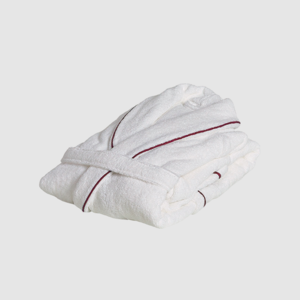 Isola Bathrobe S Bianco+Burgundy