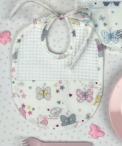 Set de 3 bavete Farfalle Rosa