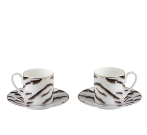 Tiger set of 2 coffee cups and saucers