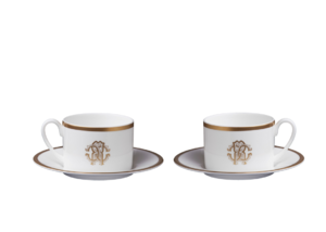 Silk Gold Set de 2 cești pentru ceai si farfurii