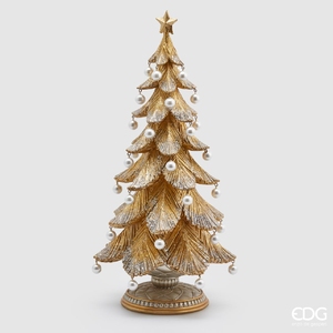 Decoration Pino Poly c/Perle H46 Silver Gold