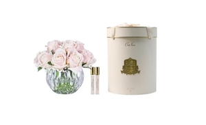 Parfumed bouquet of 13 roses in round vase Luxury