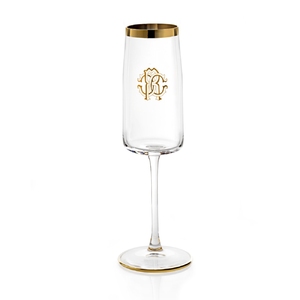 New Monogram Gold Set of 2 champagne glasses